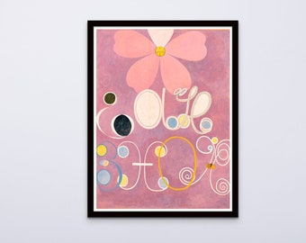 Hilma af Klint print The Ten Largest, No 5. Abstract art prints on canvas or art paper. Modern wall decor. Free shipping in the USA, Ca, UK.