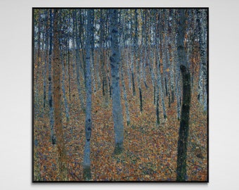 Gustav Klimt print: Beech Grove I. Fine art prints on art paper, canvas, and framed canvas. Free shipping in the USA, UK, Canada