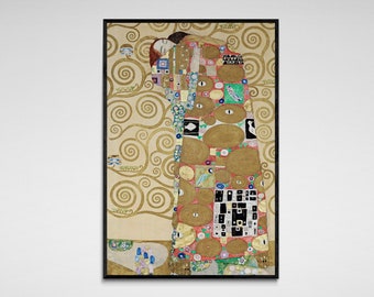 Gustav Klimt print: Fulfillment. Fine art prints on art paper, canvas, and framed canvas. Free shipping in the USA, UK, Canada