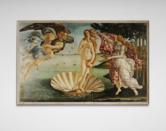 Sandro Botticelli's Birth of Venus art print. Giclee print on art paper. Dreamy renaissance painting prints. Free shipping / USA, UK, Canada