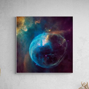 Bubble Nebula, NASA / ESA / Hubble image. Wall decor: art print canvas, framed canvas. Minimalist, Scandinavian, or Contemporary home decor.