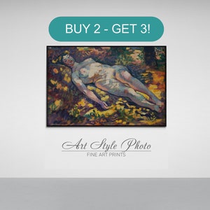 Henri Edmond Cross print: Sleeping naked on the lawn. Art prints on canvas or art paper. Free shipping in USA, Canada, UK.