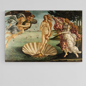 Sandro Botticelli&#39;s The Birth of Venus canvas. Giclee print on cotton canvas. Dreamy renaissance painting prints.