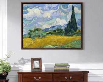 Dipinto di Van Gogh: Campo di grano con cipressi. Stampe d'arte di Van Gogh su carta artistica e tela. Spedizione gratuita negli Stati Uniti, nel Regno Unito, in Canada.