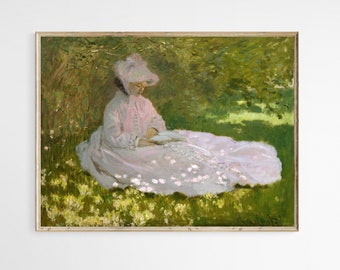 Claude Monet print: Springtime. Fine art prints on canvas or art paper. Free shipping in the USA, Canada, and UK.