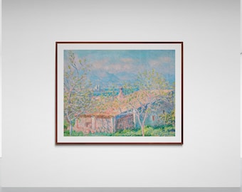 Claude Monet's painting: Gardener's House at Antibes. Monet print| art paper, canvas, framed canvas. Free shipping in the USA, UK and Canada