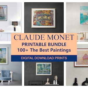 Claude Monet printable wall art. 100+ The Best Monet paintings in high resolution. Digital art print set. Eclectic art prints for download.