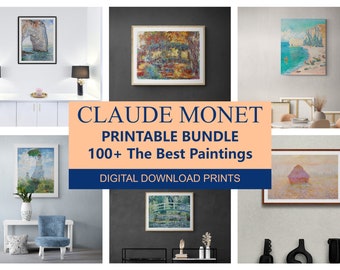 Claude Monet printable wall art. 100+ The Best Monet paintings in high resolution. Digital art print set. Eclectic art prints for download.
