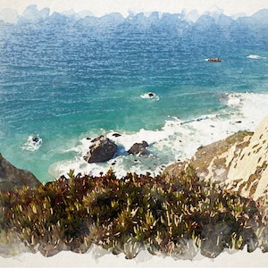 Aangepast landschap van foto. Stijl aquarel van foto. Aangepast landschapsschilderij, alleen digitaal.