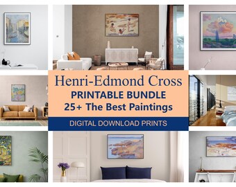 Henri-Edmond Cross printable wall art. 25+ The Best paintings in high resolution. Digital art print set. Eclectic art prints for download.