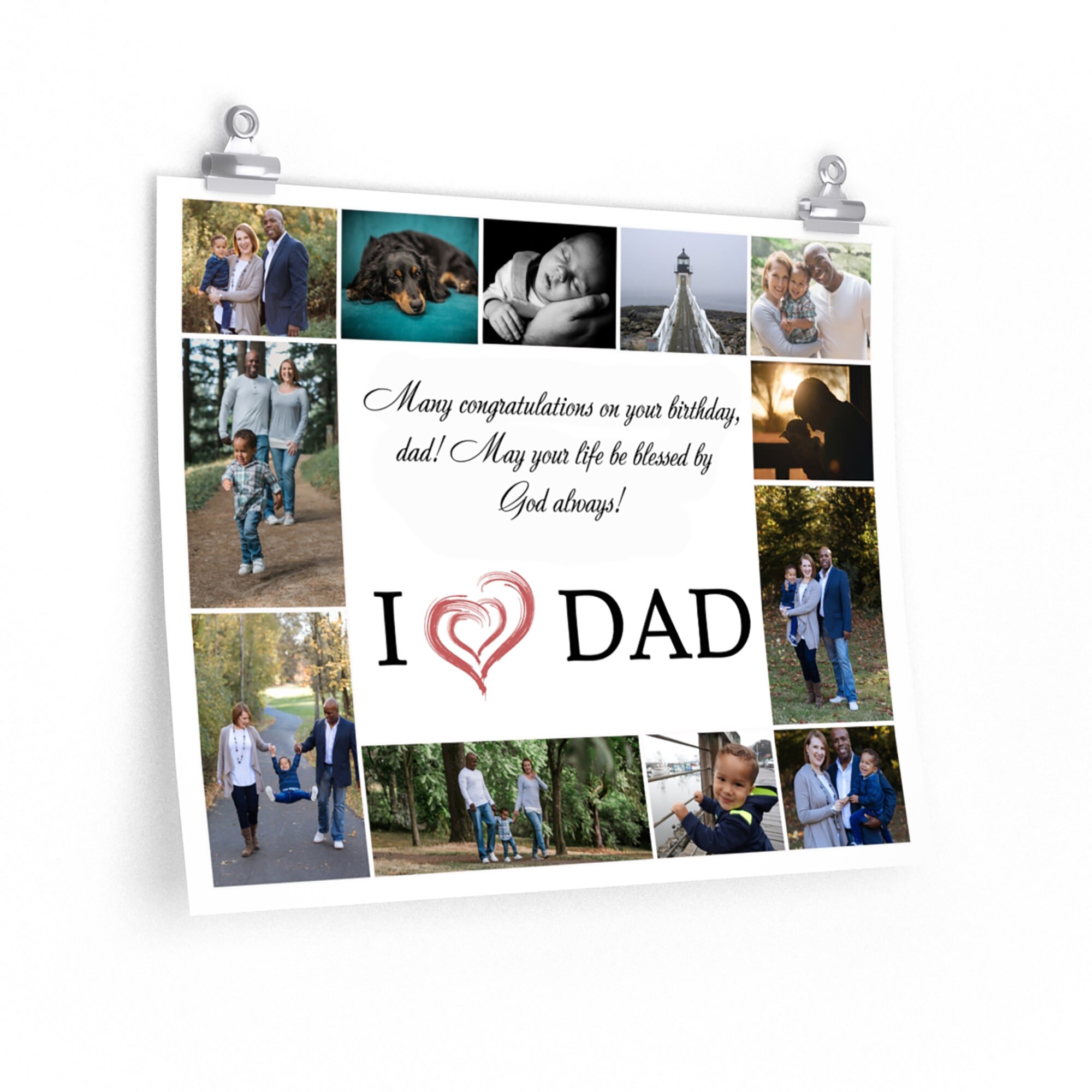 Birthday dad collage. Digital photo collage. Custom photo Etsy