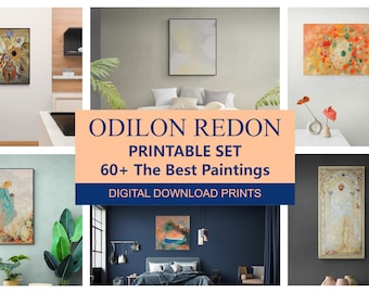 Odilon Redon printable wall art. 60+ The Best Odilon Redon paintings in high resolution. Digital art print set. Symbolism art for download.