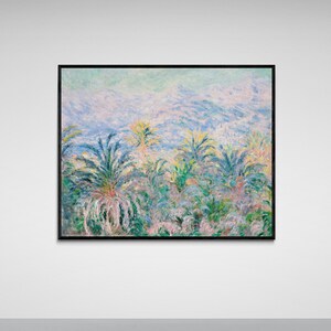 Palmeras de Claude Monet en Bordighera. Impresión de Monet, papel artístico, lienzo, lienzo enmarcado.