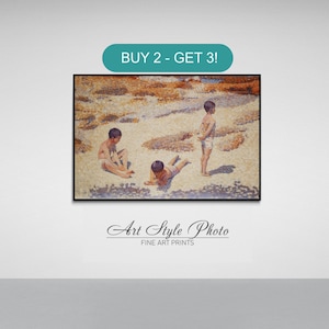 Henri Edmond Cross print: Beach at Cabasson. Fine art prints on canvas or art paper. Free shipping in the USA, Canada, UK.