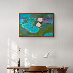 Claude Monet&#39;s Nympheas. Monet print, art paper, canvas, framed canvas.