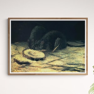 Van Gogh print: Two Rats. Van Gogh paintings on art paper or canvas. Dark cottagecore wall decor. Free shipping in the USA, Canada, UK.
