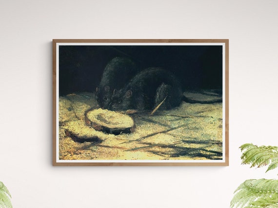 Van Gogh print: Two Rats. Van Gogh paintings on art paper or canvas. Dark cottagecore wall decor. Free shipping in the USA, Canada, UK.
