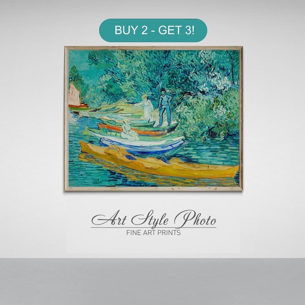 Van Gogh's Bank of the Oise at Auvers wall art, Van Gogh Giclee art prints on canvas or art paper in the USA, Van Gogh extra large canvas