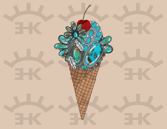 Turquoise Ice Cream | Western png | Sublimation png