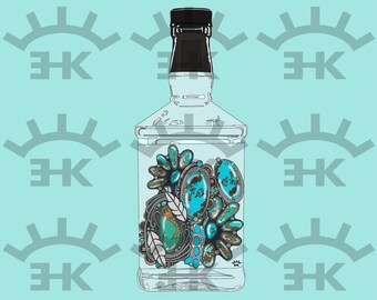 Whiskey & Türkis PNG | Sublimation PNG | Western Design