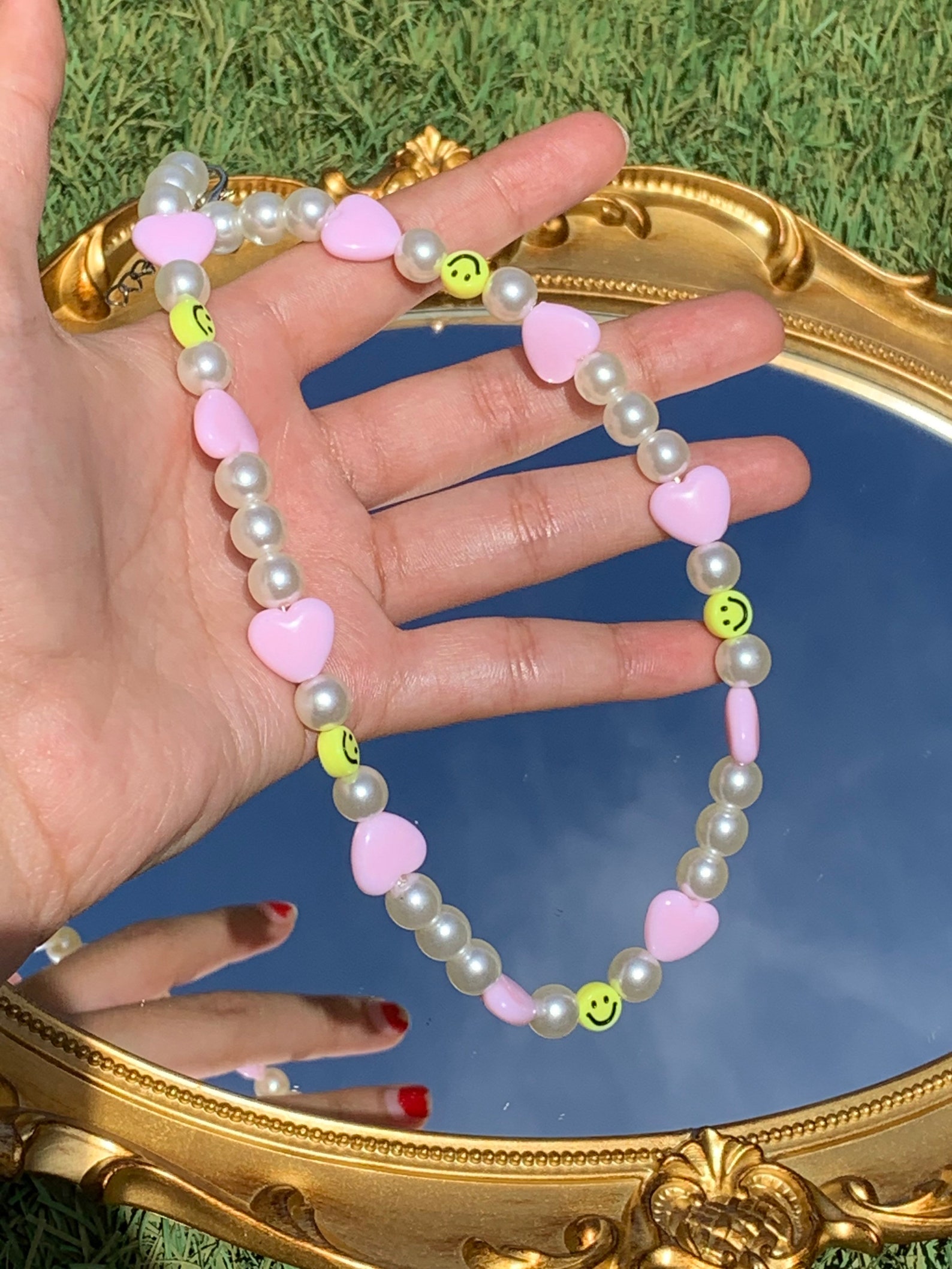 Beaded Heart Necklace Etsy