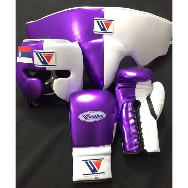 Guantoni da boxe personalizzati fatti a mano Kit sparring vincente, guantoni da boxe personalizzati, testa e inguine, regalo per gli uomini, regalo per lui, regalo per gli studenti