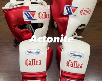 Benutzerdefinierte Boxhandschuhe Sparring Set Gewinnen, personalisierte Boxhandschuhe, Kopf und Leiste, Geschenk für Männer, Geschenk für ihn, Geschenk für Studenten