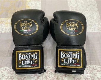 Custom Handmade Boxing Gloves No Boxing No Life, Personlized Boxing Gloves Black, Gift For Men, Gift For Him, Gift For Students