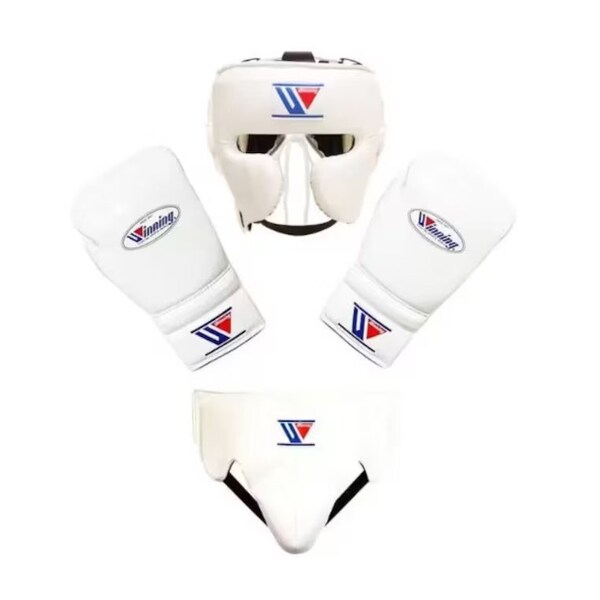 Custom Handmade Boxing Gloves Sparring Kit Winning Full White, Personlized Boxing Gloves, Head and Groin, Gift For Men, Gift For Him,