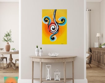 Arabeske – Zeitgenössisches abstraktes Gemälde in Gelb | Original-Acrylgemälde 60 x 50 cm | Kollektion „Fragmente der Zeit“
