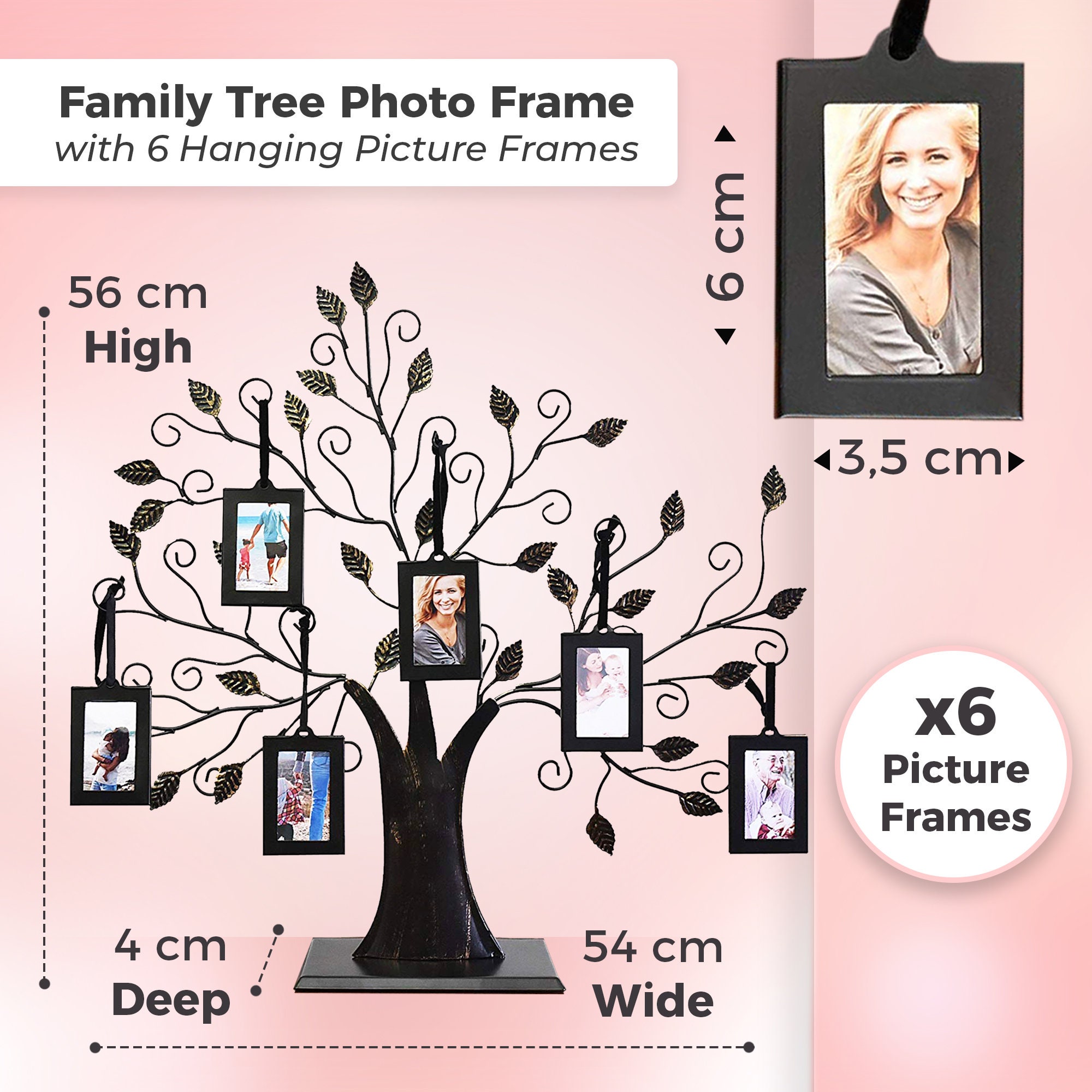 Family Tree Photo Frame With 6 Hanging Picture Frames by Etsy UK