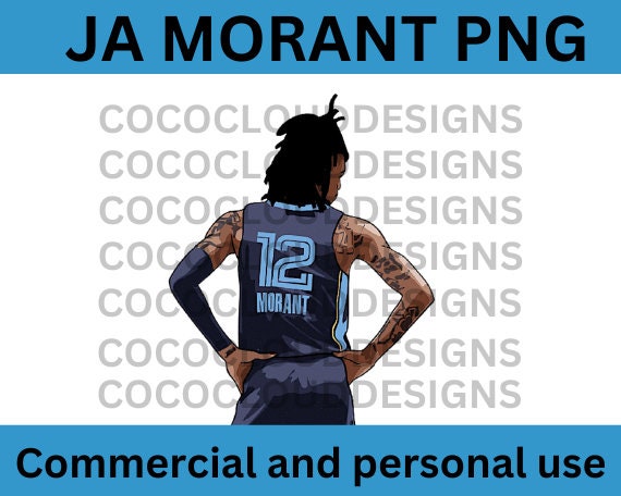 Sports Integrity Ja Morant Signed in Black Custom Navy Blue Pro-Style Basketball Jersey BAS