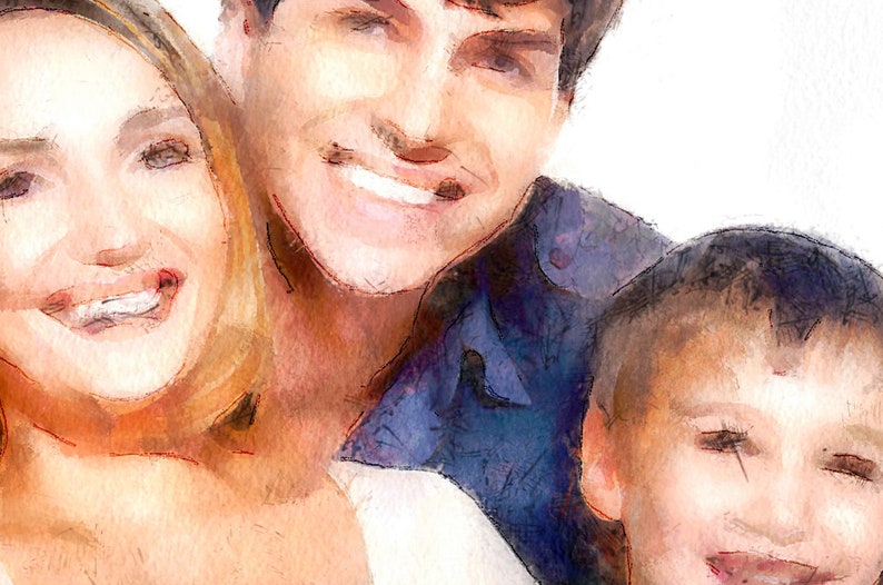 Family Portrait From Multiple Photos Watercolor Painting Combine Photos Montage Merge Of Different Photos Add Person Photo