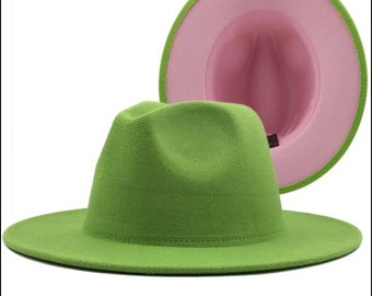 Pink and green fedora hat Clearance