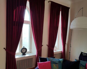 Dark Red Curtains Etsy This dark navy curtains would highlight your fancy tastes.