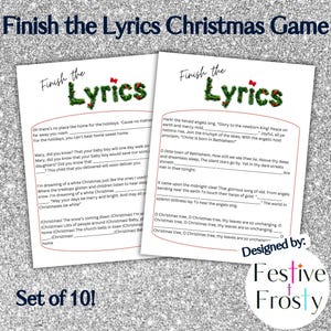 Finish the Lyrics Christmas Activity Game | Fun Easy Printable | Christmas Song Trivia for Kids & Adults | Christmas Party Celebration Game