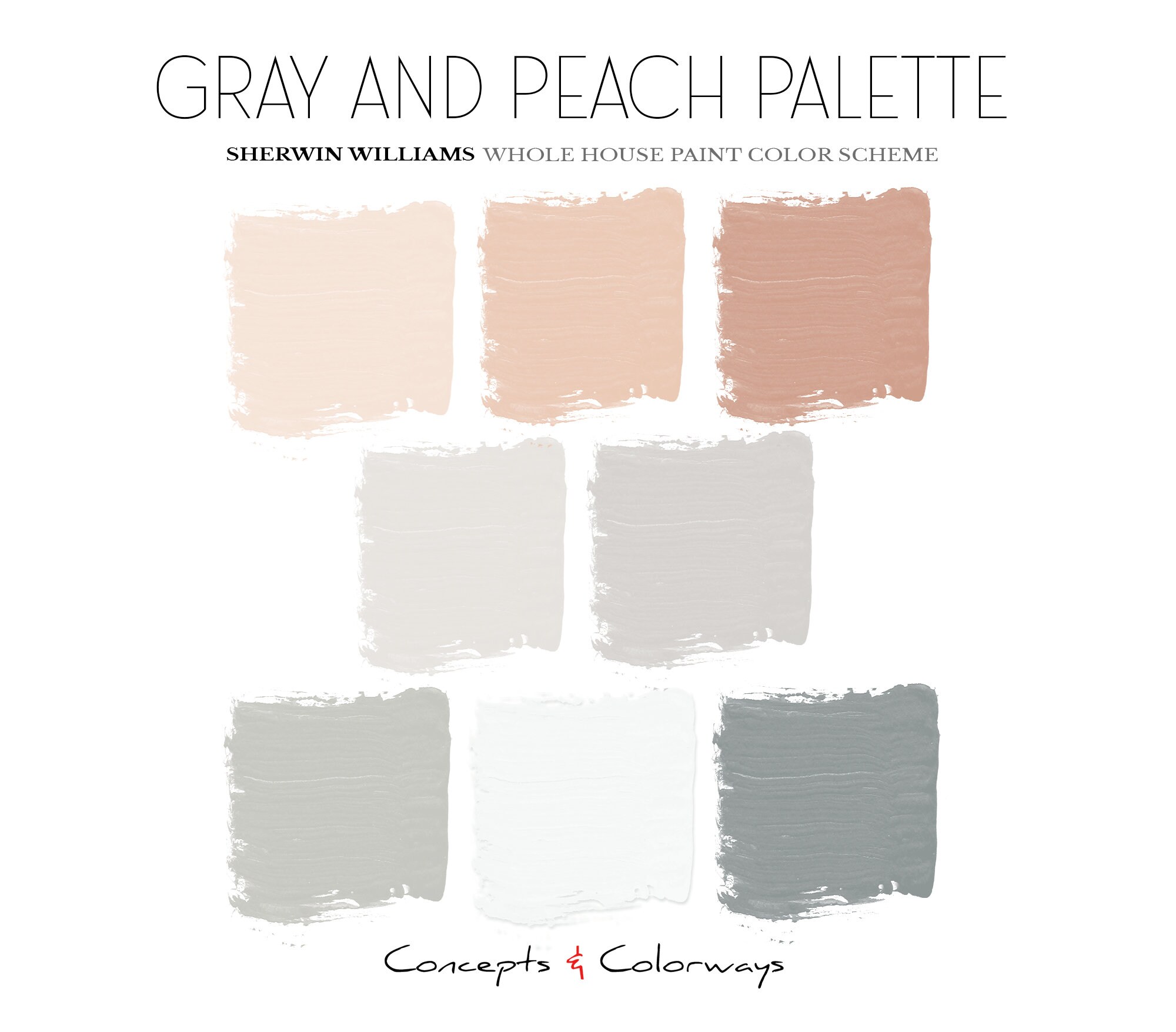 Gray and Peach Paint Color Sample Kit for the Home - Professional ...