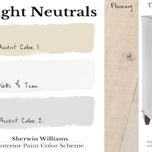 Tan, Gray and White Home Paint Color Scheme with Coordinating Flooring Option, Pre-Selected Paint Palette - Room Paint Colors