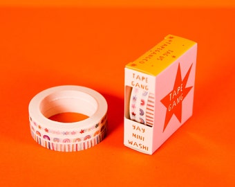 Set Of 3 Mini Washi Happy Cute Pastel Flowers, Rainbows & Stripes