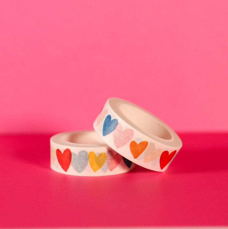 Bright Fun Watercolour Love Heart Washi Tape Valentines Day Love Washi image 5