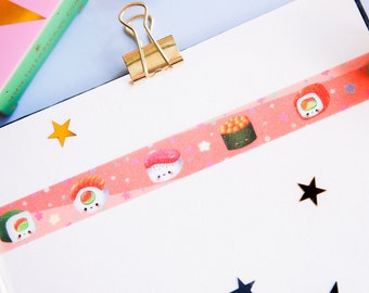 Kawaii Sushi Fwends Glitter Doodle Star Flower Dot Washi Tape