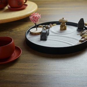 Serene Tranquil Zen Garden Set, Elegant Sand Tray, Peaceful Harmonious Office Desk Decor image 2