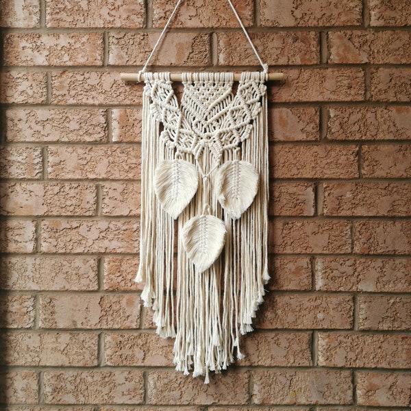 Macrame Wall Hanging, Boho Chic Rustic Home Décor Accents Wall Art, Comes with Comb