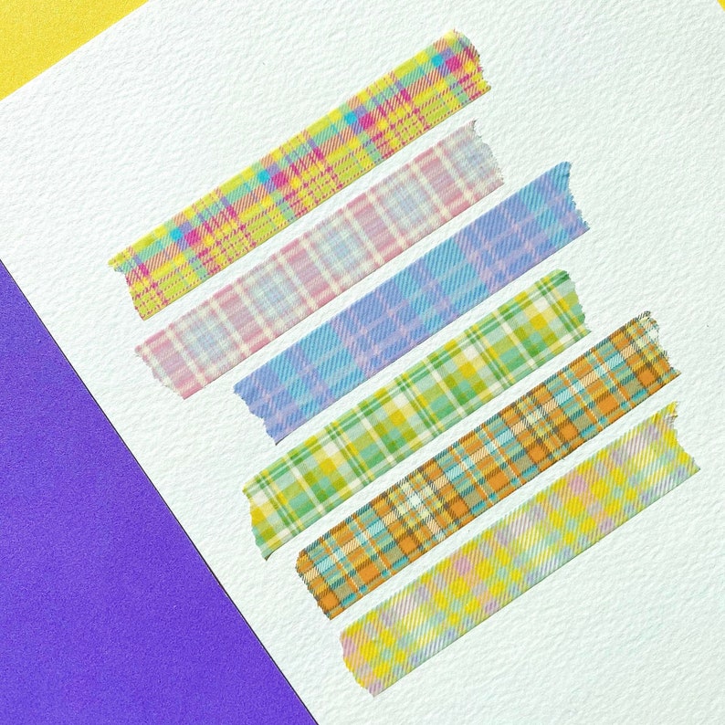 Plaid Masking Tape 6 Colors Korean Style Washi Tape Etsy