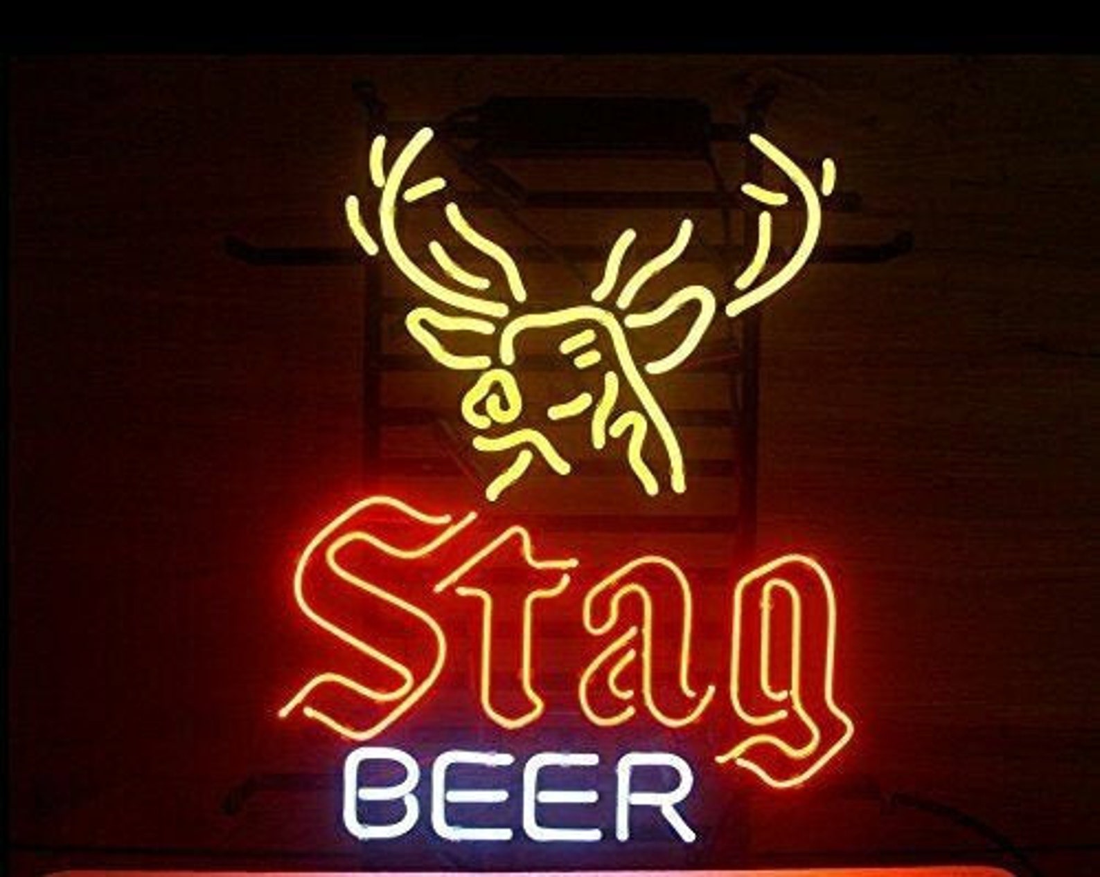 Handcrafted Stag Beer Deer Head Real Glass Neon Etsy