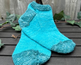 Hand Knitted Socks (Trainer Style) – Hand Dyed Blue Faced Leicester Yarn - UK Made