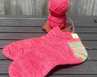 Hand Knitted Socks (Trainer Style) – Hand Dyed Blue Faced Leicester Yarn, UK Made