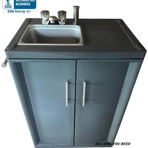 All Portable Sink HandWashing Station, self contained, Hot and Cold water. Basic Decorate.