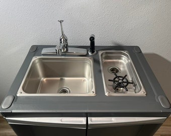 Portable Bar Sink Mobile Hot & Cold Water, Self Contained. Cup-Washer
