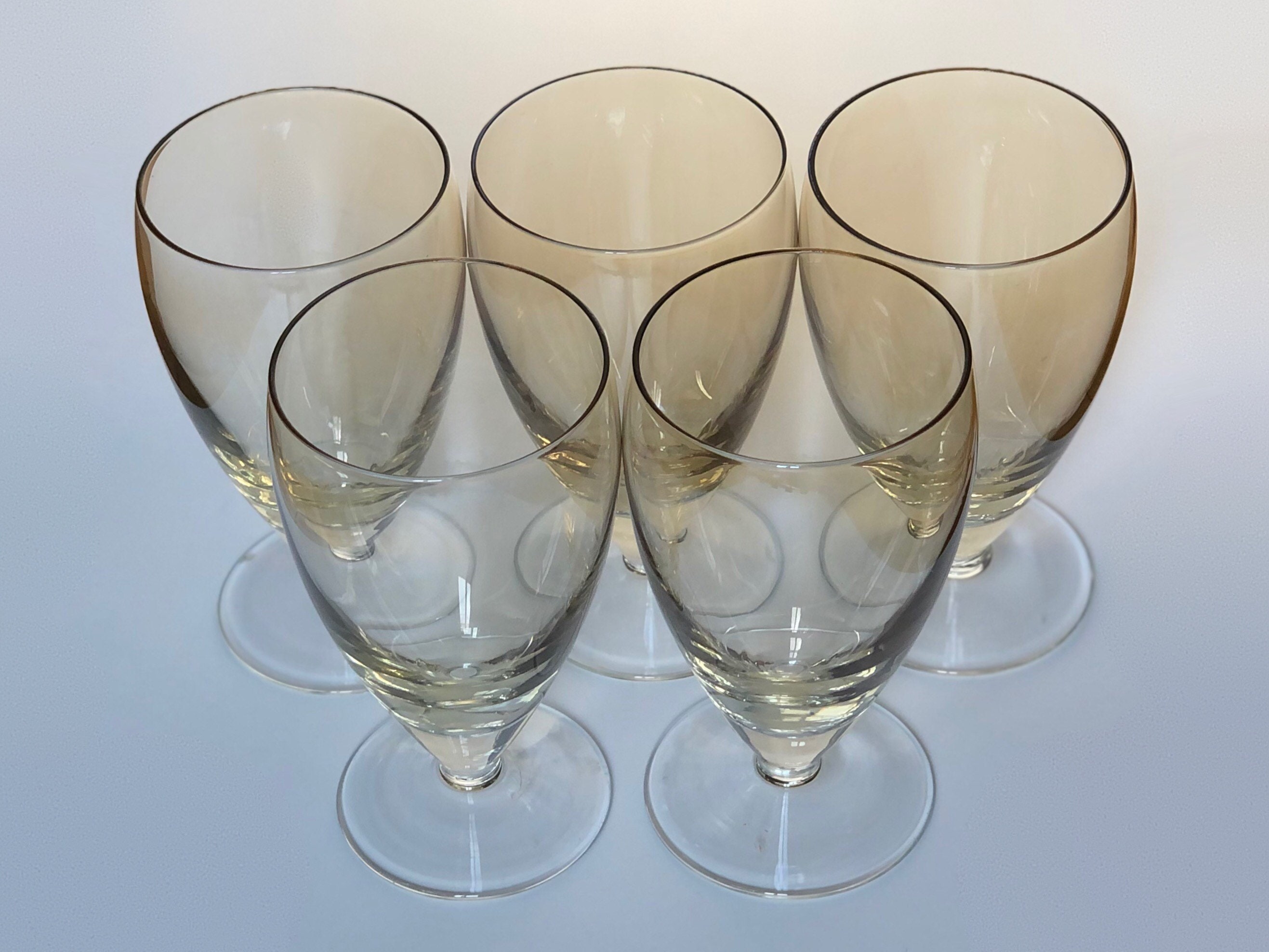 Set of 5 vintage iridescent wine glasses drinking glasses Etsy